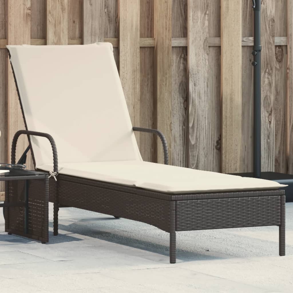 Ligbed Met Wielen En Kussen Poly Rattan